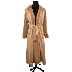 VINTAGE Aquascutum Long Trench Coat 2way Beige Tan Wool Authentic ENGLAND